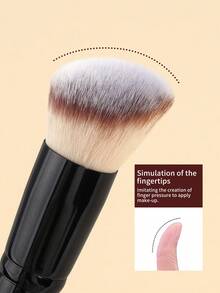 MAANGE 1 Stück professionelle ultra-weiche Doppelkopf Gesichts-Make-up Pinsel, geeignet für Foundation Pinsel, Lose Puder Pinsel, Concealer Pinsel, Highlighter Pinsel, Make-up Pinsel Werkzeug, für Flüssig-, Creme- und Puderprodukte - Polieren, Vermischen und Gesichtspinsel, mit weichen Fasern und sanft zur Haut, für Reise-Make-up-Pinsel, für tägliches Make-up im Gesicht, Geschenk für Frauen & Mädchen - Schwarz - Übersicht 6