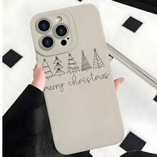 2026 nueva funda de teléfono mate, funda de teléfono con patrón de árbol de Navidad y estrellas, texto de Feliz Navidad para iPhone 17 14 13 12 11 Pro Max, funda de teléfono  Galaxy S23 S22 S21 S20 Ultra, regalo de funda de teléfono para pareja, regalo de vacaciones para novio y novia - Negro - Ver 3