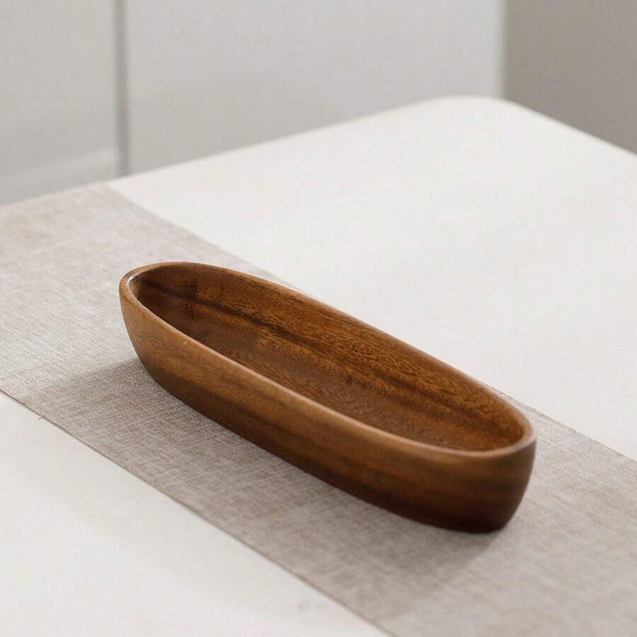 1个优雅椭圆形木质托盘 | 可微波炉加热，多功能，适用于沙拉、甜点、水果、坚果和零食，抛光表面 - 适合厨房装饰和桌面摆放，圣诞限量版 - 1件 - 查看 1