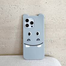 【店舗人気モデル】面白いカバの3Dキャラクター携帯ケース スタンド付き Apple compatible with iPhone 12/13/14/15/16/17 Pro Air Promax対応 誕生日やクリスマスプントに最適 子供や若者向け, 誕生日プント,かわいいスマホケース,遊び心のあるケース,シリコンケース,耐久性のあるカバー,compatible with iPhoneカバー,楽しいユーザー,子供向けギフト - ブルー - チェックする 4