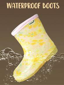 Gelbe Blumen Regenstiefel für Kleinkinder, Jungen und Mädchen Wasserstiefel, geeignet für den Outdoor-Einsatz mit guter Rutschfestigkeit