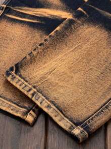 Y2K Jeans Men's Color Block Denim Pants, Gradient Multi-Pocket Jeans, Two-Tone Washed Street Style Versatile Jeans, Mid-Rise Stretch Slim Fit Classic Five-Pocket Design, All-Season Wear, Elastic Fabric Suitable For Machine Wash Pantalones Para Hombre - màu nâu - Xem 5