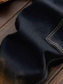 Y2K Jeans Men's Color Block Denim Pants, Gradient Multi-Pocket Jeans,  Two-Tone Washed Street Style Versatile Jeans, Mid-Rise Stretch Slim Fit Classic Five-Pocket Design, All-Season Wear, Elastic Fabric Suitable For Machine Wash Pantalones Para Hombre - 黃色 - 查看 4