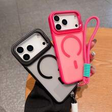 Ốp điện thoại sạc không dây từ tính cao cấp, tương thích với các dòng máy mới 17/16/15/14/13/12/11, có chân đế ẩn và dây đeo miễn phí. Được làm từ chất liệu mềm mại mới, cảm giác chạm thoải mái, bao gồm miếng bảo vệ camera bằng kim loại cao cấp. Phù hợp với 17 Pro Max, 17 Pro và các dòng máy khác, xem rảnh tay, ốp điện thoại du lịch, vỏ tối giản, vỏ bảo vệ thời trang, ốp bảo vệ nhẹ, vỏ từ tính, miếng dán bảo vệ camera, dành cho người thường xuyên đi du lịch. - hồng - Xem 11