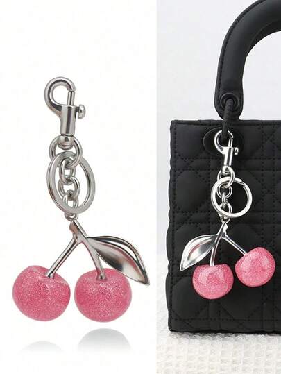 1PC New Fashion Crystal Cherry Pendant Metal Key Chain, Suitable For Daily Wear, For Bag Accessories, Can Send Family Gifts, Friends Gifts, Classmates Gifts, Birthday Gifts, Teachers Gifts, Souvenirs Valentines