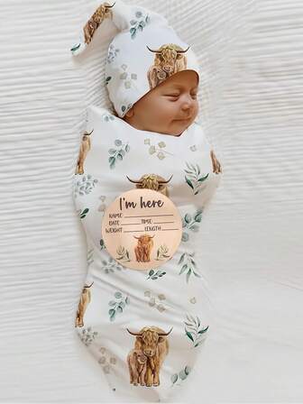 新生儿摄影襁褓包裹套装，婴儿印花摄影背景，婴儿摄影道具