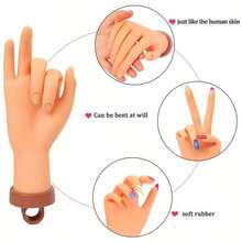 Silicone Nail Practice Hand, Flexible Lifelike Hand Model For Acrylic/Gel Nail Art Training, With Non-Slip Base, Ideal For Nail Students, Beginners And Salon Trainees, Great Christmas And Graduation Gift, 360° Rotatable Wrist, Detachable Fingers - Multicolor - View 2