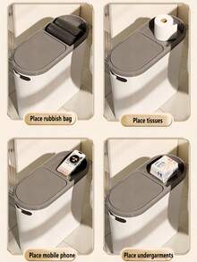 1个带盖浴室转角垃圾桶 - 方形密封防臭设计，创意窄空间垃圾桶，按压式开口，适用于卫生间、酒店、家庭、民宿、厨房、客厅，时尚垃圾桶，适合狭小空间，浴室垃圾桶，家居装饰，浴室装饰及配件，垃圾桶，卧室垃圾桶，浴室必备品，厨房必备品，圣诞装饰