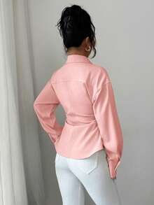 Women's Casual Long Sleeve Shirt, Suitable For Business, Interview, Back To School, Office Wear, Summer & Autumn& Spring