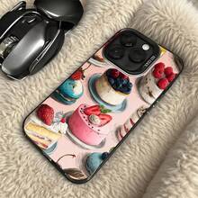 Funda de Teléfono Impresión de Pasteles y Postres Rosados para  14 Pro Max  13  Galaxy S23 S22 Plus Opción de Regalo Ideal para Todas las Temporadas - Plateado - Ver 5