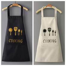 1 Durable Kitchen And Home Cooking Waterproof, Oil Resistant And Stain Proof Apron - Waterproof, Oil Resistant, With Pockets - Neutral Kitchen Suit, Providing Fashionable Protection For Cooking Enthusiasts