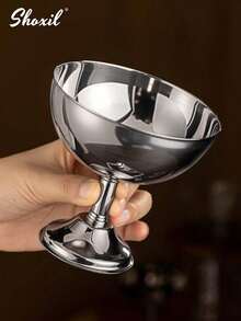 shoxil 1件套不锈钢带底座甜点杯、甜点碗、冰淇淋杯、蛋糕杯、布丁盛盘和托盘，非常适合家庭聚会、户外露营、居家下午茶、斋月礼物。 - 杯子 - 查看 4