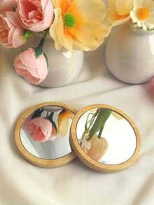 Espejo compacto de alta definición redondo, espejo de maquillaje de mano para viajes, espejo cosmético mini, espejo de mano decorativo para el Día de San Valentín de las mujeres, espejo artesanal, regalos, viajes, artículos baratos, artículos esenciales para viajes - Multicolor - Ver 6