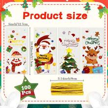 100 PCS Christmas Cellophane Treat Bags 5x11 Inch With Tie Plastic Christmas Bags For Candy Goodie Goody Cookie Gift Wrap Xmas Santa Pouches Frozen Winter Holiday Party Favors Supplies Decorations - 100個聖誕袋 - 查看 3