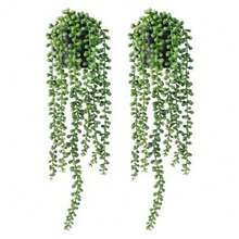 1/2pcs Artificial Plants, Hanging Potted Plants, Wall Hanging Rack Decor, Suitable For Indoor, Outdoor, Living Room Shelf Decor, Home Decor, Room Decor, Garden Decoration, Wall Decoration - Pearl - View 8