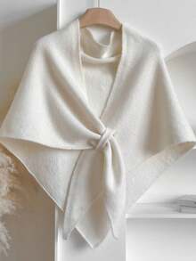 1pc Women's Solid Color Triangular Wool Blend Loose Knit Shawl, Elegant Style, Suitable For Outdoor Travel In Autumn/Winter And Snowy Season - Nhiều màu - Xem 17