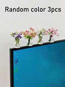 3件套或1件【款式随机】可爱花瓶套装桌面摆件，减压小摆件，迷你桌面装饰，电脑显示器，办公室房间装饰，家居装饰摆件，家居微缩物件 - 彩色 - 查看 11