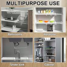 1件装可调节可扩展储物架,多层置物架,带支架隔板,可用作衣柜架/鞋架/浴室架/厨房架,多种尺寸可选 - 彩色 - 查看 8