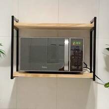 50cm Industrial Hanging Shelf For Microwave Oven, Air Fryer, Printer, Steel, Pine Wood - màu đen - Xem 2