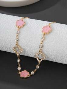 1pc Fashionable New Lucky Clover Chain Necklace, Charming Jewelry For Women, Suitable For Daily Wear, Banquet, Party, Wedding, Valentine's Day Date, New Year And Other Occasions - Multicolor - View 2
