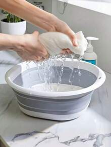 1pc Foldable Collapsible Wash Basin, Minimalist Fashion Design, Flexible Material, & Odorless, Crease-Resistant, Space-Saving, Lightweight & Portable, Easy To Clean, Suitable For Home, Bathroom, Kitchen, Dorm Use - Multicolor - View 3