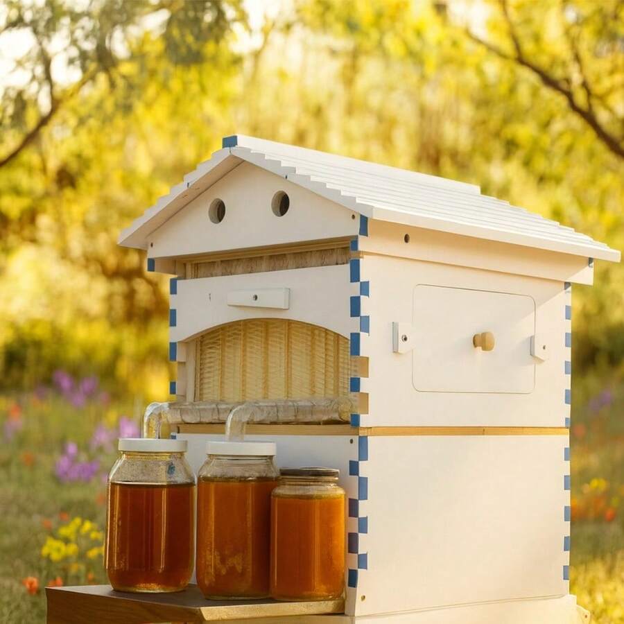ACORNS Auto Bee Hive Starter Kit - Bee Hive Tool Bag For Beginners With 7 Flow Beehive Frames - 白色 - 查看 1