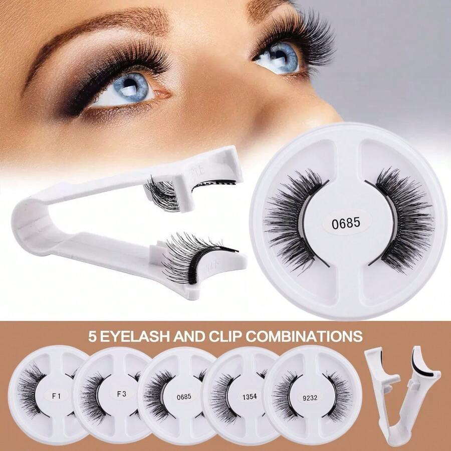 5 Pair Upgrade Magnet Magnetic Eyelashes With Applicator, Reusable No Glue Needed Magnetic Lashes Without Eyeliner, Portable Cat Eye Natural Look False Eyelashes More Easy To Wear And Remove Strip Lashes, Lashes, Eyelashes, Fake Lashes - Mi tự nhiên - Xem 1