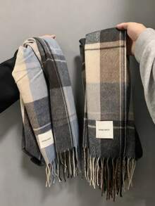 1 Stück Damen Karomuster Schal mit Fransen, Kunstkaschmir, warm, geeignet als Accessoire für den täglichen Gebrauch im Herbst und Winter - Verschiedenfarbig - Übersicht 8