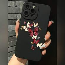 2026 nueva funda de teléfono mate, funda de teléfono con estampado de mariposa para  17 14 Pro Max  17 13  17 12  17 11  Galaxy S23 S22 S21 S20 funda de protección para teléfono, funda de pareja, regalo para novio o novia, regalo de vacaciones - Negro - Ver 1