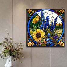 1 Set 5D Diamond Painting Kit - "Floral Bouquet In Stained Glass: The Artistic Window Of Vibrant Blooms" - Large Size Full Diamond Art DIY Diamond Painting Kit, Frameless Mosaic Full Round Acrylic Diamond Art DIY Diamond Painting Kit, Suitable For Home And Office Desktop Decor, Tabletop Decor And Wall Decor, Ideal Home Decor Gift For Living Room, Bedroom, Study - Multicolor - View 4