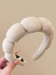 4件套女士秋冬云朵发箍，宽发箍，适合高发冠，新款防滑洗脸发夹，成人发饰，发带，发圈 - 彩色 - 查看 7