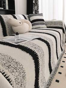 1件装优质沙发套，防刮沙发毯，全覆盖沙发保护套，适合家居装饰，可机洗 - 黑色 - 查看 1