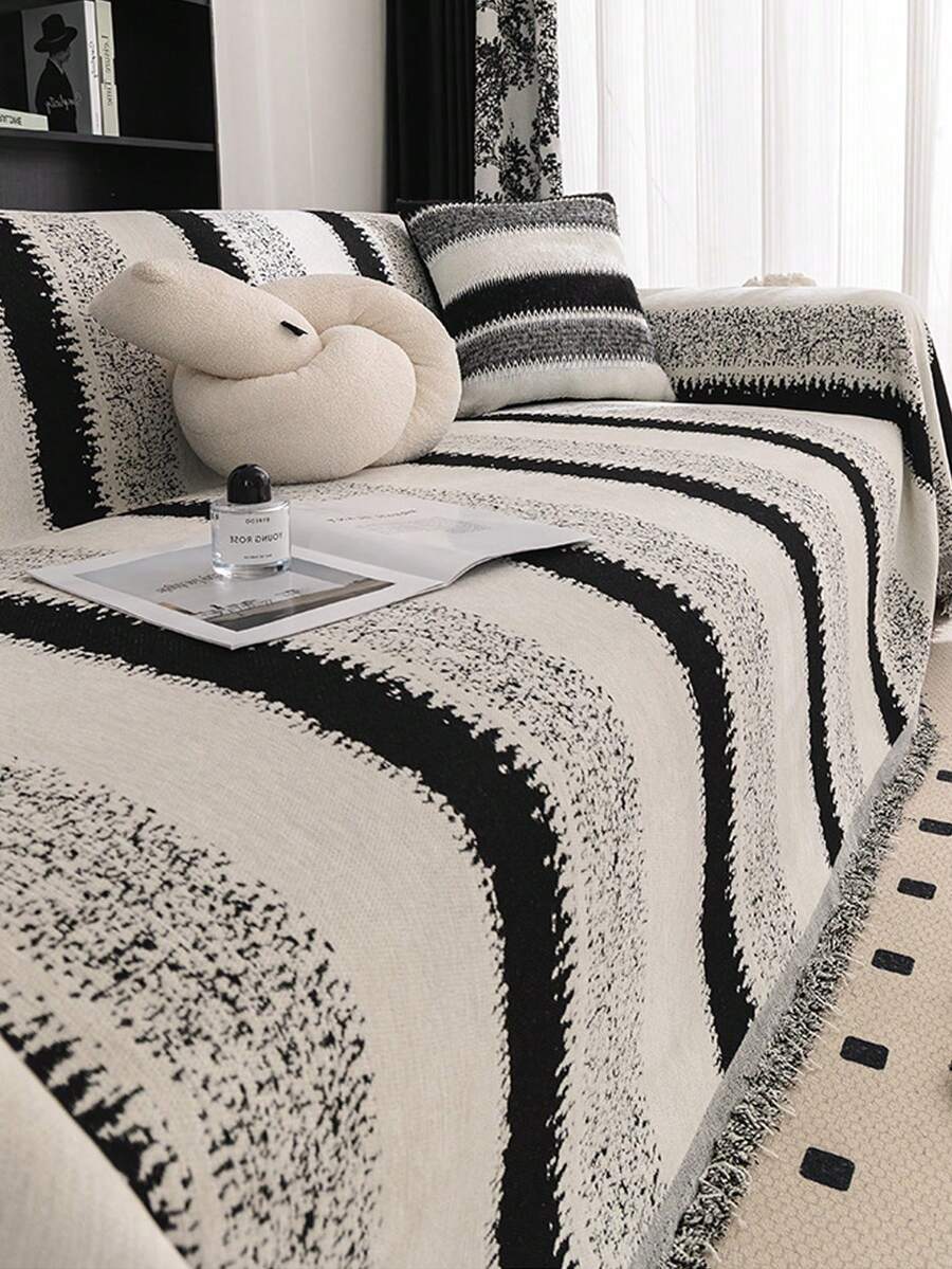 1件装优质沙发套，防刮沙发毯，全覆盖沙发保护套，适合家居装饰，可机洗 - 黑色 - 查看 1