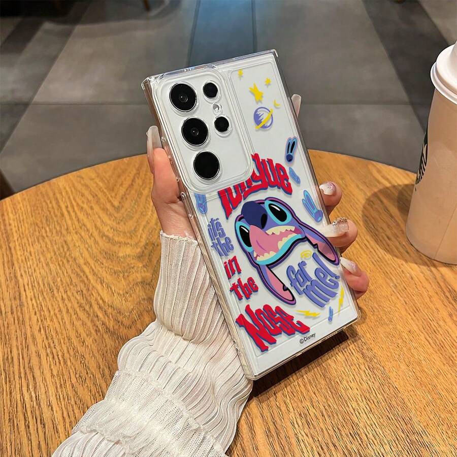 Miniso Disney Lilo & Stitch Phone Case, "Tongue In The Nose For Me!" Slogan With Playful Stitch Designfor Samsung Galaxy S25 Ultra/S25 Plus/S25/S25 Edge/Galaxy S24 Ultra/S24/S24 FE/S24 Plus/S23 FE/S23 Ultra/S23 Plus/S23/S22Ultra/S22/S22 Plus/S21 Ultra/S21 Plus/S21/A10/A10s/A12/A13/A14/A15/A16/A20/A20s/A22/A23/A25/A33/A34/A35/A52/A53/A54/A72/A73/Galaxy Note20Ultra/Galaxy Note20/Galaxy Note10/Galaxy Note10 Pro/Galaxy Note10 Plus,Galaxy S25 Ultra Case Plus Stocking Stuffers,The Girlfriend,The Chosen,Early Fall Fashion. - 透明的 - 查看 1