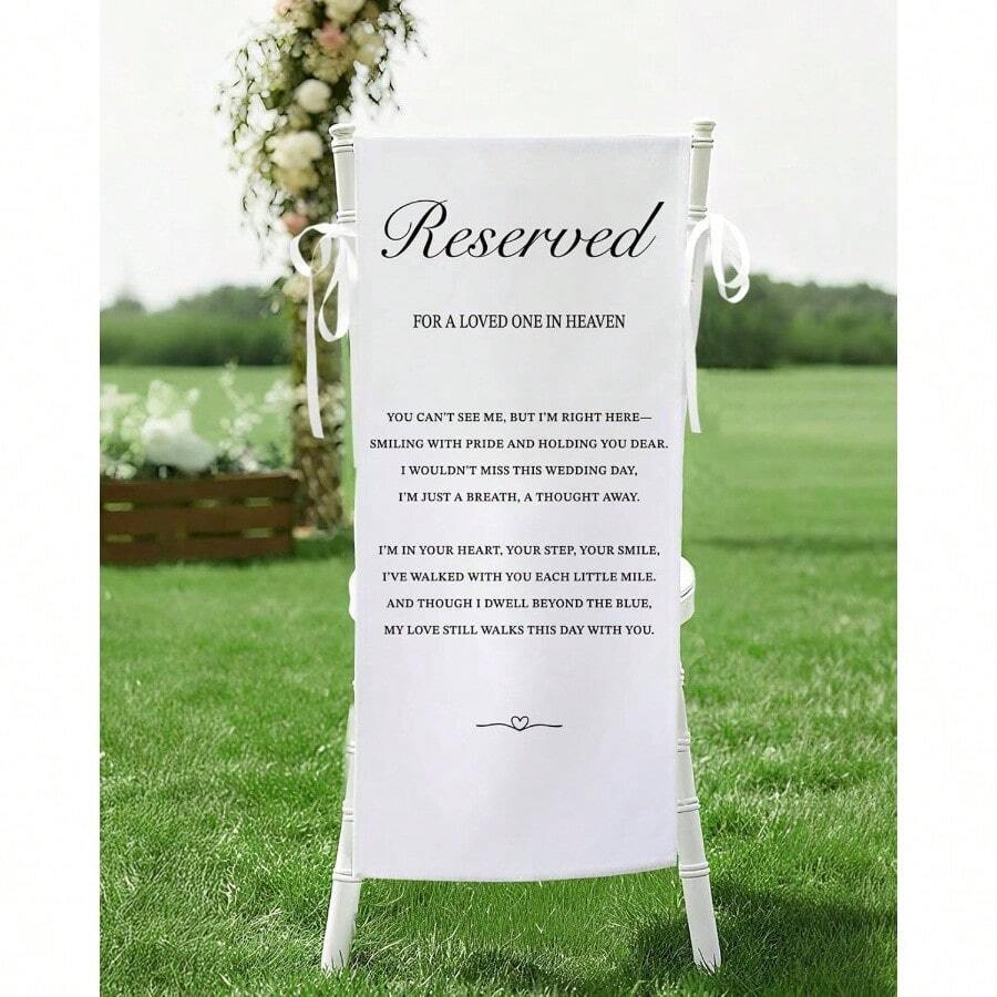 Wedding Reserved Chair Signs U2013 15x 53 Inch Memorial Sign Chairs In Loving U2013 Wedding, Engagement, Or Heaven Tribute Keepsake - Yêu trong tim - Xem 1