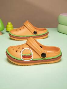 儿童海军蓝恐龙印花休闲时尚厚底防水防滑户外沙滩凉鞋，一脚蹬 - 彩色 - 查看 5