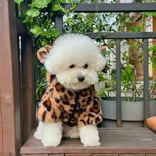 Autumn/Winter Zip-Up Hooded Fluffy Jacket, Fashionable & Cute, Plush Hooded Pet Coat, Warm Zip-Up Sweatshirt For Poodle & Teddy Bear, Outdoor Essential
