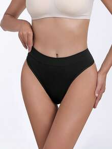 4pcs High Waist Seamless Thong Panties, Women's Lingerie, Sexy Briefs - Multicolor - View 3