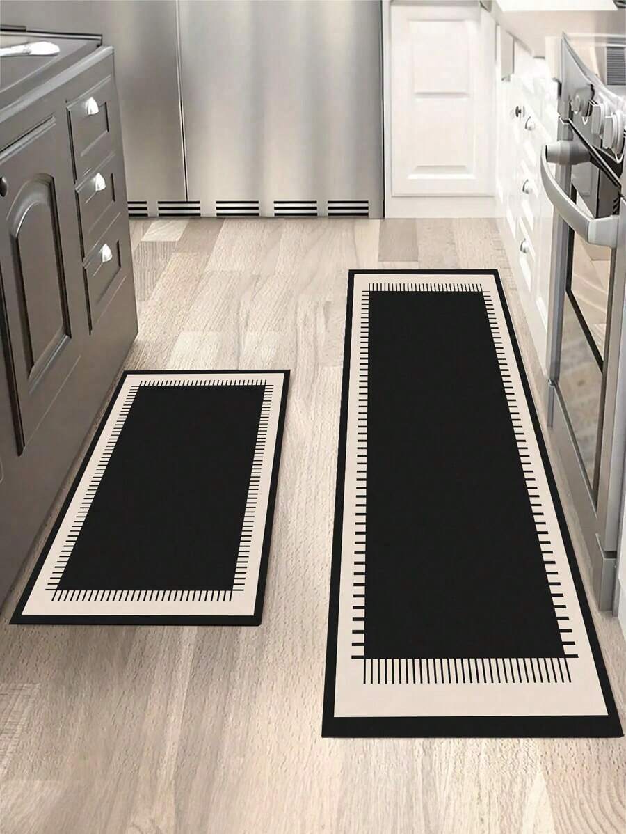 1pc,Dark Minimalist Style Diatom Technology Velvet Kitchen Floor Mat. Absorbent And Anti-Fouling Kitchen Carpet, Dirt-Resistant Kitchen Rug, Non-Slip And Easy To Take Care Of. It Can Be Used As A Kitchen Mat, Dining Room Mat, Corridor Mat, Laundry Room Mat, Room Decoration.