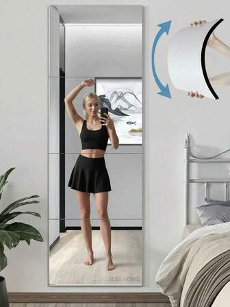 OUTANA 1/4-Panel Acrylic Self-Adhesive Home Decor Frameless High-Definition Acrylic Mirror Wall Decal. Flexible, Removable, Moisture-Resistant, Waterproof, And Easy-To-Clean Wall Mirror. Suitable For Modern Home Living Rooms, Bedrooms, Kitchens, Bathrooms, Entryways, And Office Wall Decor Mirrors Or Full-Length Mirrors.