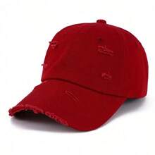 1pc Men Solid Color Distressed Baseball Cap, Suitable Spring And Summer And Daily Wear - Multicolor - View 9