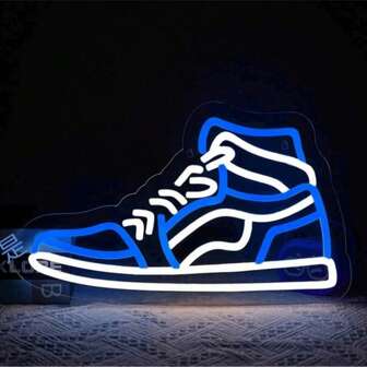 运动鞋霓虹灯，塑料壁挂式USB供电霓虹鞋灯，适用于卧室、游戏室、男士专属空间——带开关的霓虹装饰，适合家庭聚会、酒吧、生日礼物