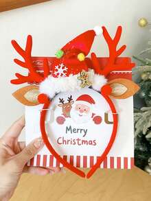 1pc Khaki Christmas Hat Woodland Deer Antler Hair Hoop For Women Headband Hair Band ,Hairband For Women Hair Accessories - Multicolor - View 4