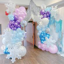 Blue Purple Frozen Balloons, 50/100/150/200pcs - 12 Inch Balloons Metallic Purple Blue Purple Latex Balloons Snowflake Silver Confetti Balloons For Birthday Wedding Anniversary Bridal Shower Graduation Baptism Gender Reveal Winter Woodland Frozen Party New Year Decorations - Blue and Purple Snowflake Sequins - View 4