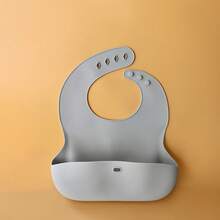 Washable Waterproof Silicone Baby Feeding Bib - Blue - View 2