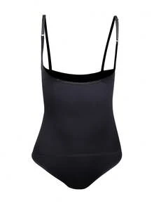 Plus Size Women's Backless Shapewear Bodysuit - Black - View 2