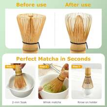 Fouet à Matcha - Fouet en bambou pour poudre de Matcha, Chasen traditionnel japonais artisanal biologique, Mélangeur à Matcha à dents pour une préparation de thé authentique - Multicolore - Voir 5