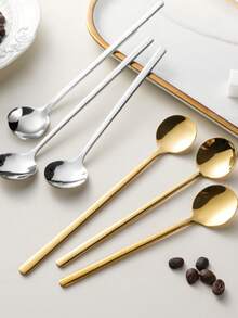 5件套咖啡浓缩咖啡勺、不锈钢搅拌勺、茶匙、长柄冰茶勺、冰淇淋勺、甜点勺、餐具，适用于家庭休闲、学校、公司、餐厅厨房、派对晚宴； - 彩色 - 查看 9