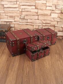 QINBEIYOU Vintage European Style Dual Leather Watch & Jewelry Storage Box, Room Decor - Dark Grey - View 2