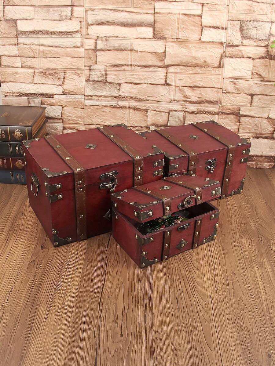 QINBEIYOU Vintage European Style Dual Leather Watch & Jewelry Storage Box, Room Decor